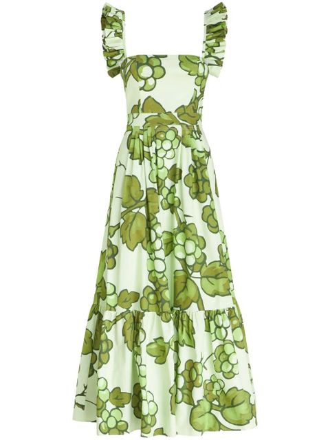 ETRO ruffled graphic-print dress - Green