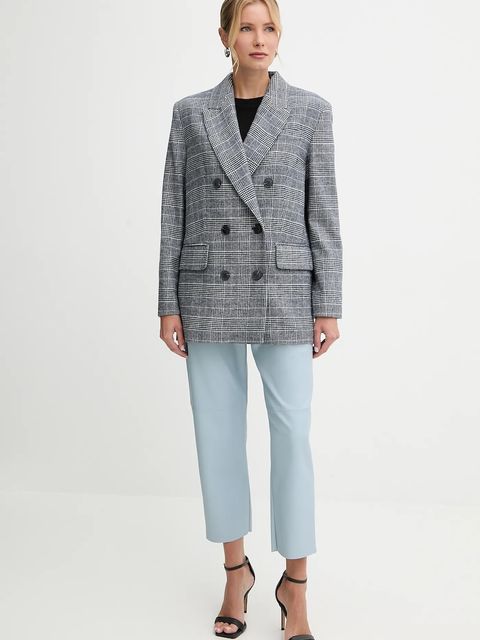 MAX&Co. marynarka z dodatkiem wełny kolor granatowy dwurzędowa wzorzysta 2526046084200 - zdjęcie produktu nr 2