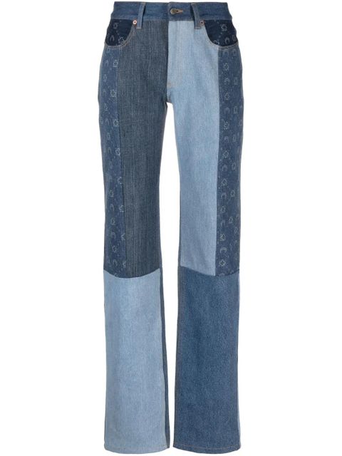 Marine Serre straight-leg patchwork jeans - Blue - zdjęcie produktu nr 1