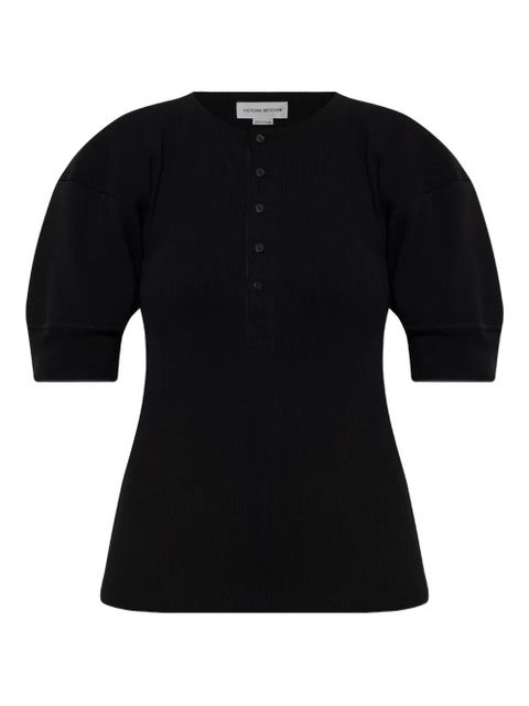 Victoria Beckham puff-sleeve ribbed top - Black - zdjęcie produktu nr 1