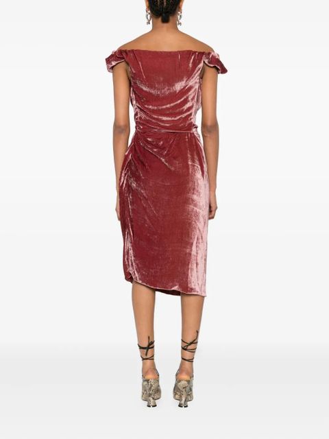 Vivienne Westwood off-shoulder velvet midi dress - Red