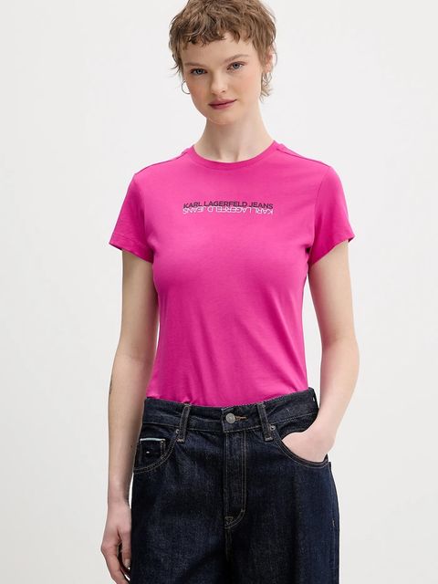 Karl Lagerfeld Jeans t-shirt bawełniany damski kolor różowy B1W17053 - zdjęcie produktu nr 1