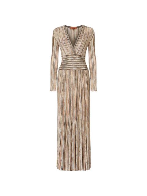Missoni midi V-neck striped dress - Neutrals - zdjęcie produktu nr 1