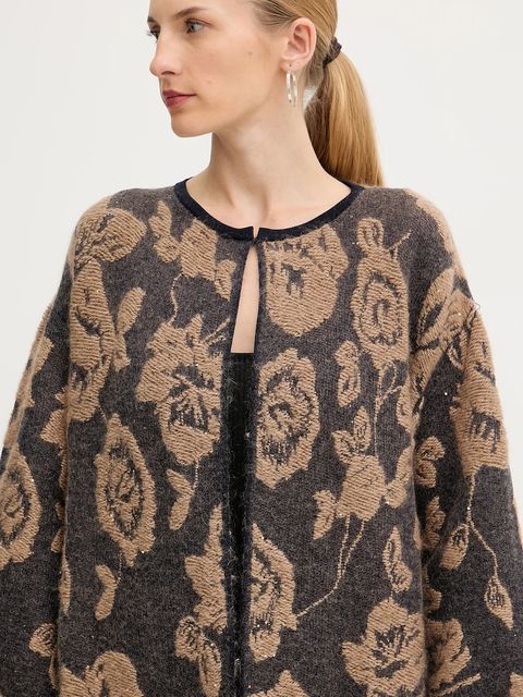 Liviana Conti kardigan z dodatkiem wełny damski kolor brązowy lekki L5WG69