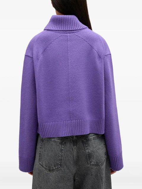 GANNI roll-neck cropped sweater - Purple