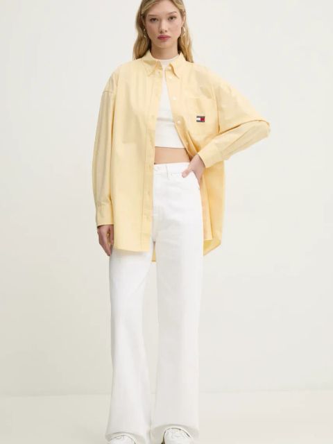 Tommy Jeans top damski kolor beżowy z półgolfem DW0DW20177