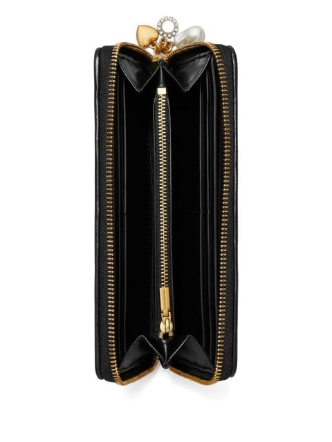 Tory Burch Kira diamond-quilted charm continental wallet - Black