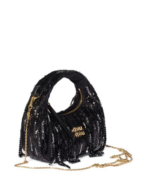 Miu Miu mini Wander sequin-embellishment tote bag - Black - zdjęcie produktu nr 2