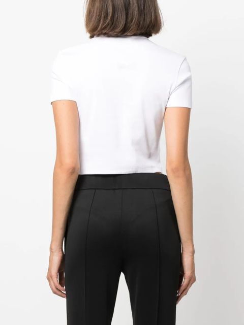 FENDI logo-embroidered ribbed T-shirt - White