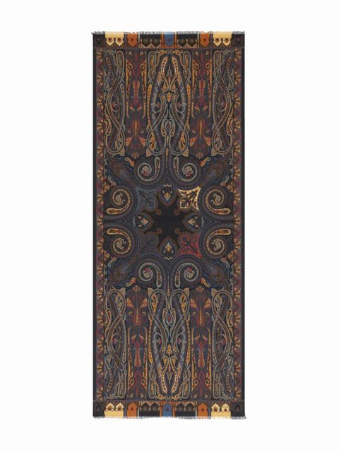 ETRO paisley-print fringed scarf - Black