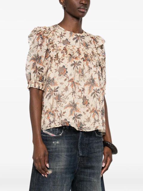 Ulla Johnson Jodie ruffled floral blouse - Neutrals