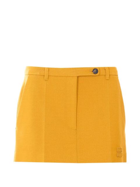 Miu Miu Milano logo-patch mini skirt - Yellow - zdjęcie produktu nr 1