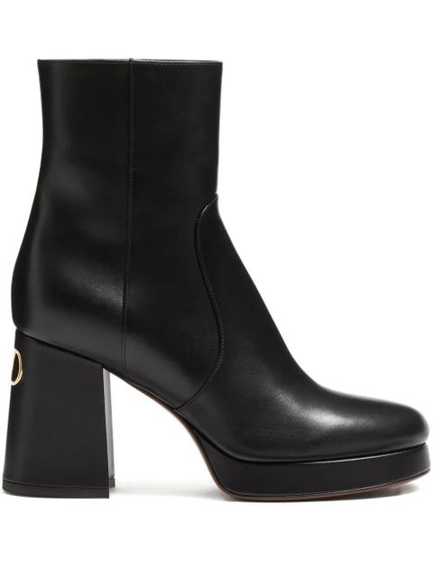 Valentino Garavani 90mm Fawcette V-logo platform boots - Black - zdjęcie produktu nr 1