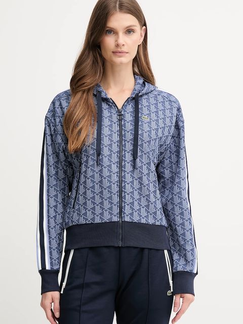 Lacoste bluza damska kolor granatowy z kapturem wzorzysta SF7606 - zdjęcie produktu nr 1