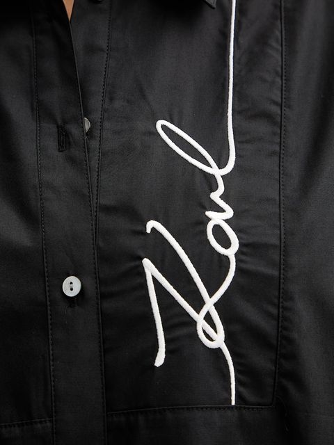 Karl Lagerfeld koszula damska kolor czarny relaxed z kołnierzykiem klasycznym A4W11014