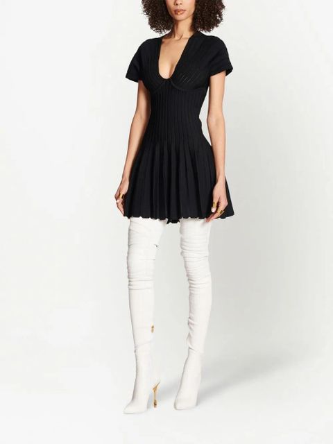 Balmain Pleated Mesh mini dress - Black