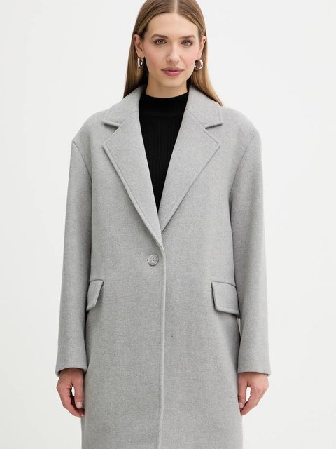 BOSS Orange płaszcz z dodatkiem wełny kolor szary 50548660 - zdjęcie produktu nr 1