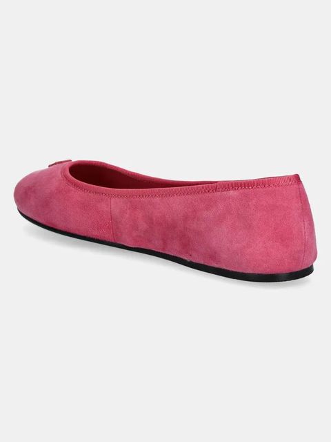 Tommy Hilfiger baleriny zamszowe TH HARDWARE SUEDE BALLERINA kolor różowy FW0FW08655