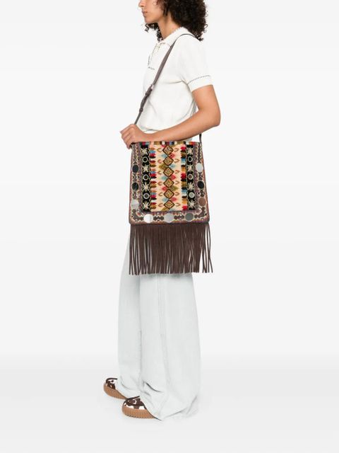 Valentino Garavani fringed crossbody bag - Brown