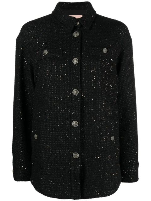 TWINSET sequin-embellished bouclé jacket - Black - zdjęcie produktu nr 1