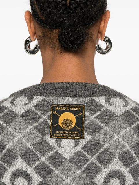 Marine Serre Moon argyle-knit sweater - Grey