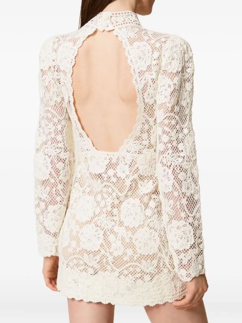 TWINSET floral crochet mini dress - White