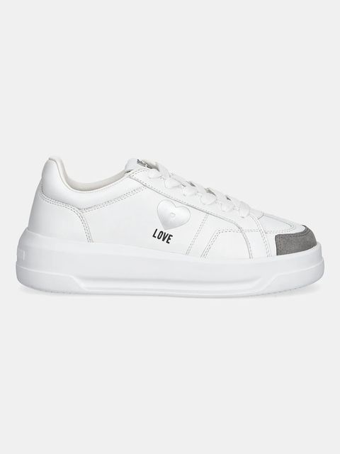 Love Moschino sneakersy skórzane damskie kolor biały JA15205G1NIAJ10B