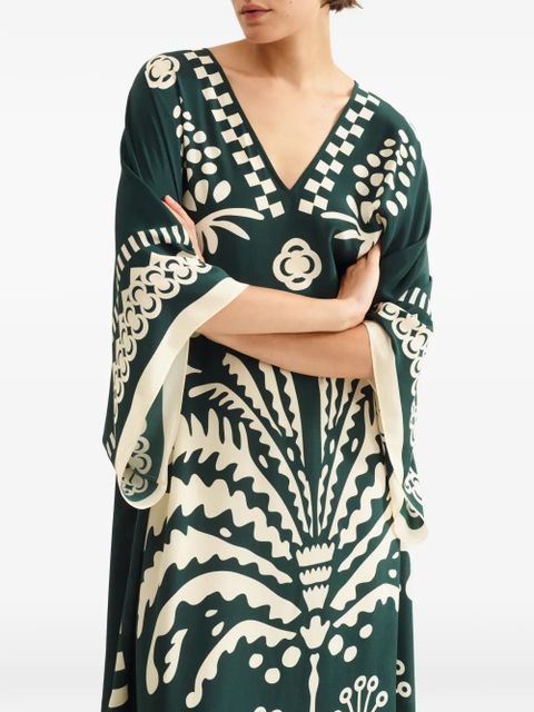 ERES Holi V-neck printed kaftan - Green