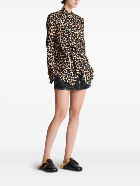 Balmain ruffled leopard-print shirt - Neutrals