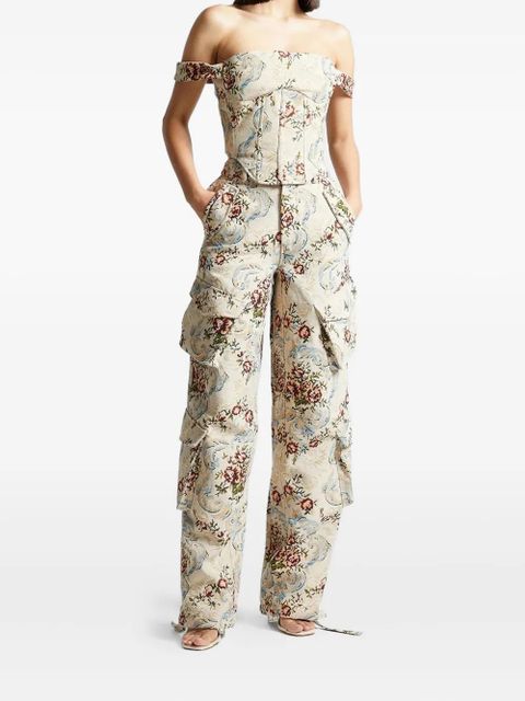 Manière De Voir Anne floral-jacquard cargo pants - Neutrals - zdjęcie produktu nr 1