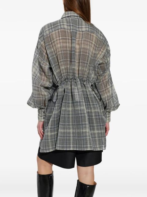 Coperni plaid drawstring-waist shirt - Grey