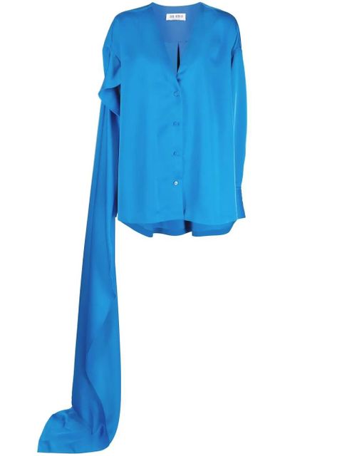 The Attico draped-detail long-sleeve shirt - Blue - zdjęcie produktu nr 1