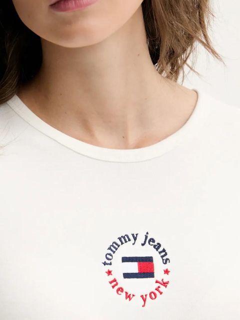 Tommy Jeans sukienka kolor biały midi dopasowana DW0DW20384