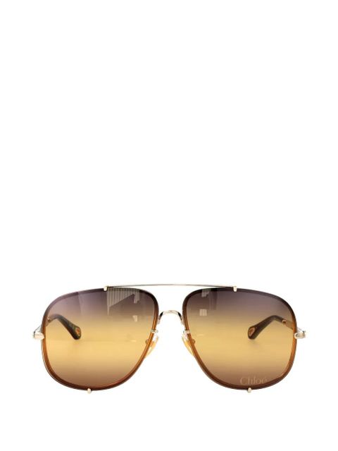 Chloé Eyewear Ivy double-bridge pilot-frame sunglasses - Gold - zdjęcie produktu nr 1