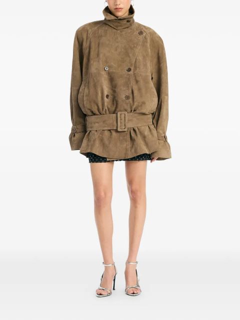 ROTATE BIRGER CHRISTENSEN belted oversize suede jacket - Brown - zdjęcie produktu nr 2