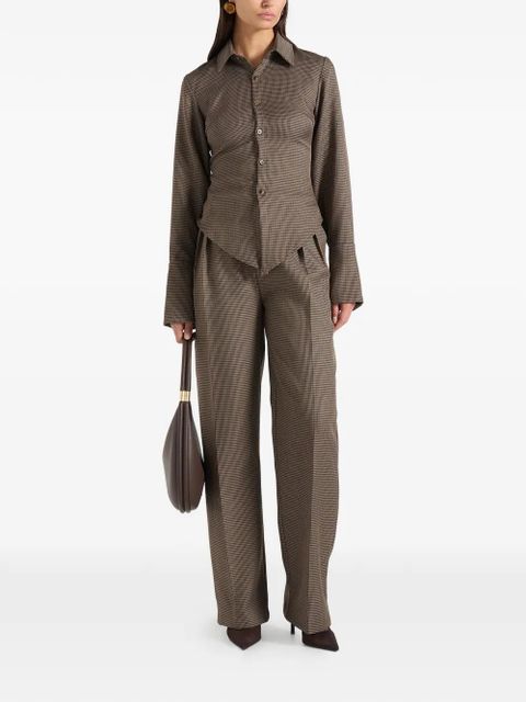 Manière De Voir houndstooth pleated tailored trousers - Brown - zdjęcie produktu nr 2