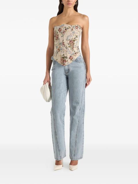 Manière De Voir Scarlett floral lace-up corset - Neutrals