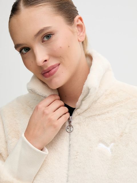 Puma kurtka kolor beżowy przejściowa oversize 632169