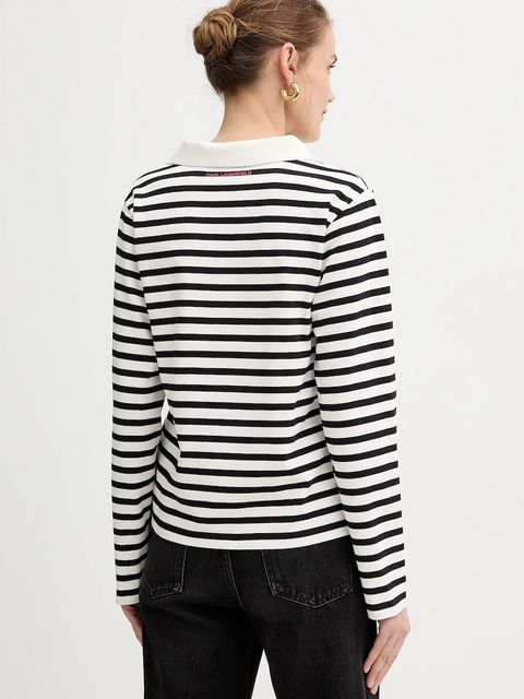 Karl Lagerfeld longsleeve bawełniany IKON kolor czarny A4W17081 - zdjęcie produktu nr 2