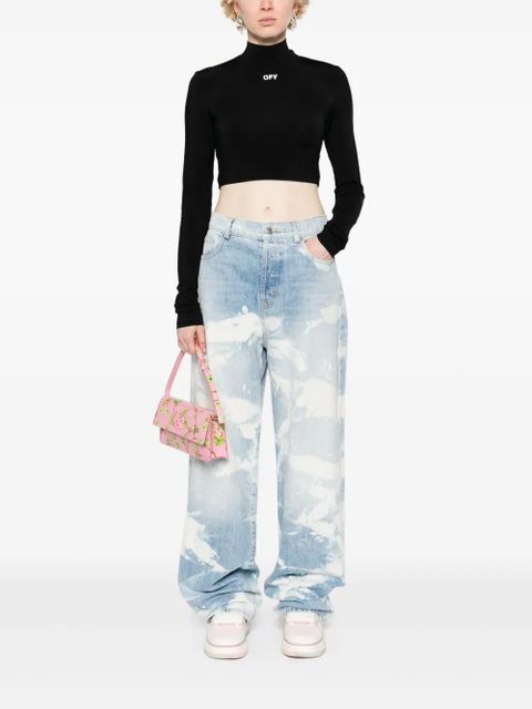 Off-White logo-print cropped T-shirt - Black - zdjęcie produktu nr 2