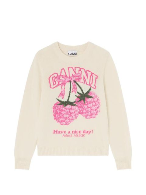 GANNI raspberry-detail sweater - Neutrals - zdjęcie produktu nr 1