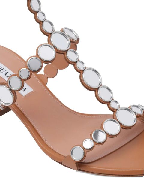 Aquazzura studded afterglow leather sandals - Brown
