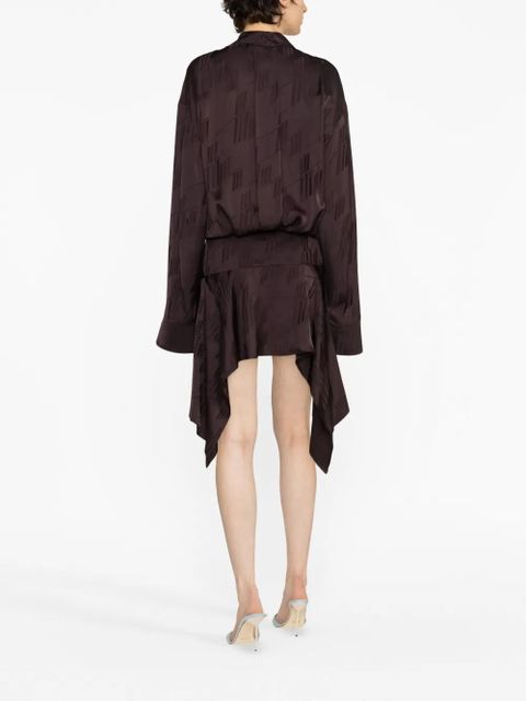 The Attico Mischa logo-jacquard asymmetric shirtdress - Brown