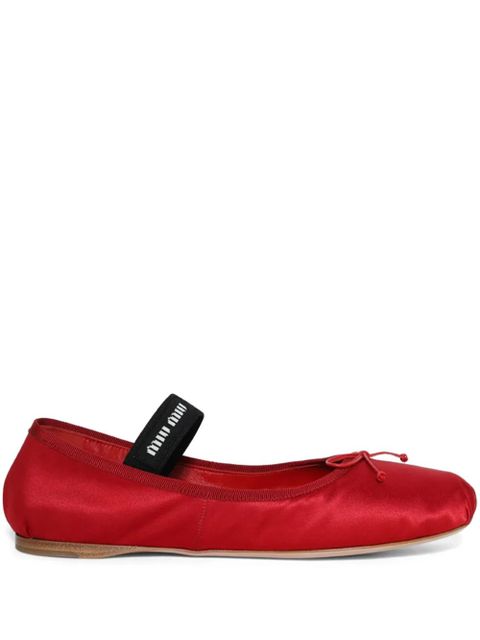 Miu Miu logo-appliqué ballerina shoes - Red - zdjęcie produktu nr 1