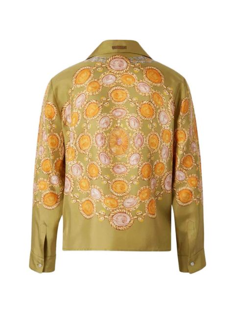 Versace printed cropped silk shirt - Green - zdjęcie produktu nr 2