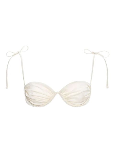Agua By Agua Bendita pearl-embellished tie-detail bikini top - White - zdjęcie produktu nr 1