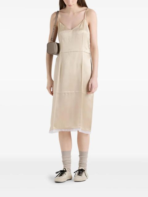 Prada satin crepe midi dress - Neutrals