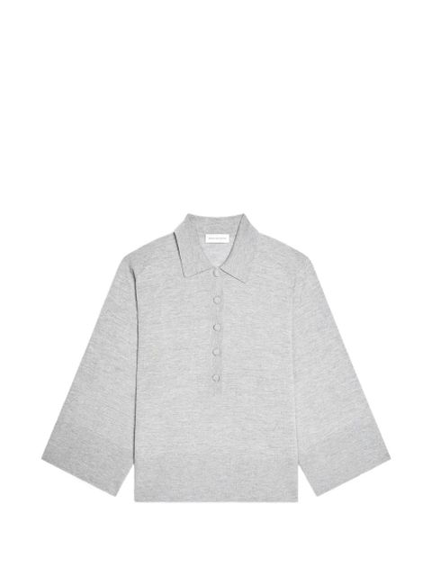 DRIES VAN NOTEN button wide-sleeved polo top - Grey - zdjęcie produktu nr 1