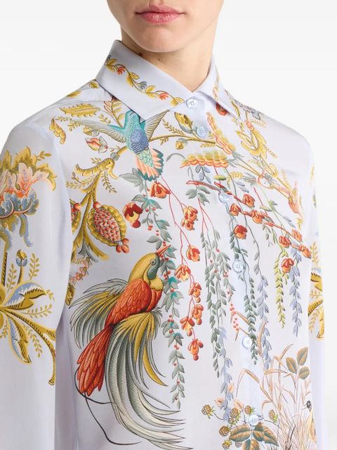 ETRO flora-fauna-print silk shirt - Blue