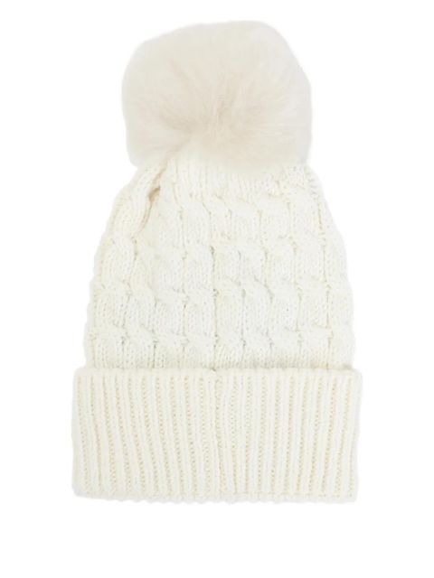 Moncler Grenoble cable-knit pom-pom beanie - White